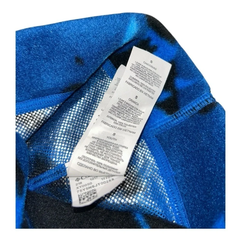 Columbia Kids Unisex Reversible Camo Striped Beanie Vibrant Blue Black Youth S